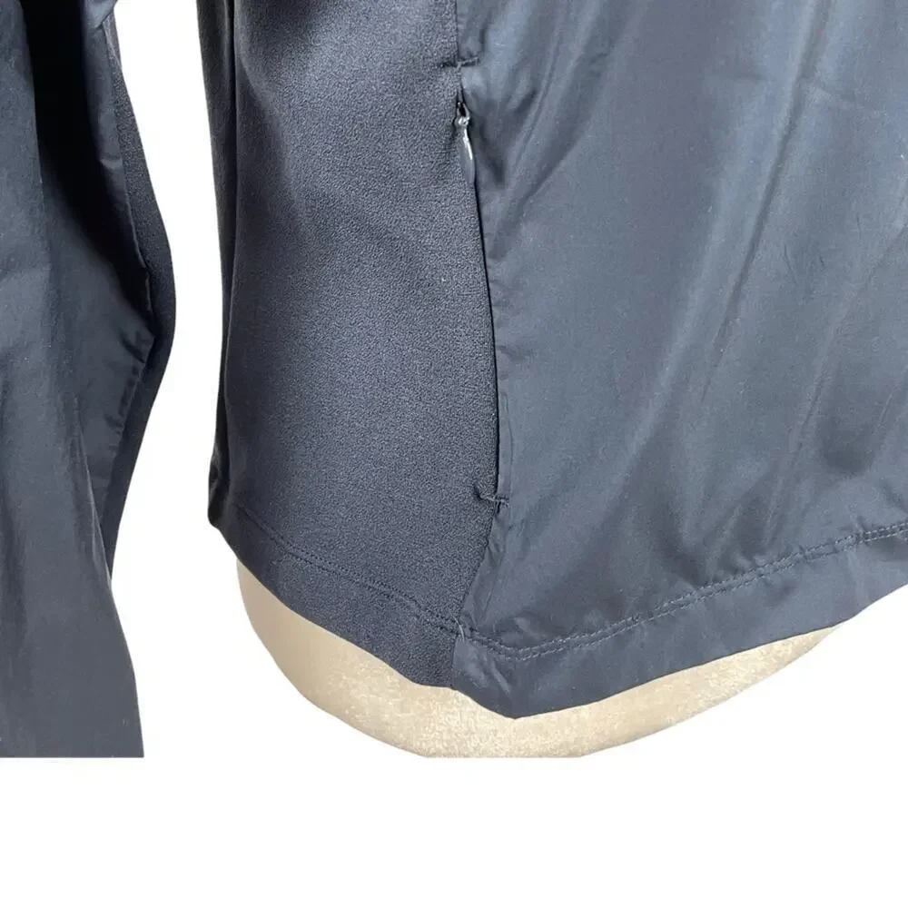 Nike Swoosh Boys Mixed Media Navy Jacket Nylon Front High Neck Large 12/14